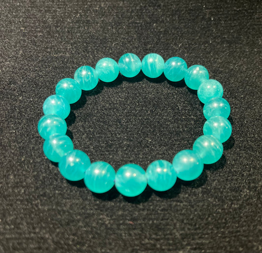 Premium 10mm Jelly Amazonite Bracelet – Peacock Ocean Glow