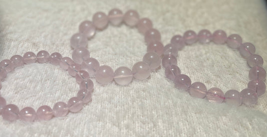 Ultra Rare Milky Rose Quartz Gradient Bundle – Jelly Pink Dream Set (15mm + 12mm + 9.5mm)
