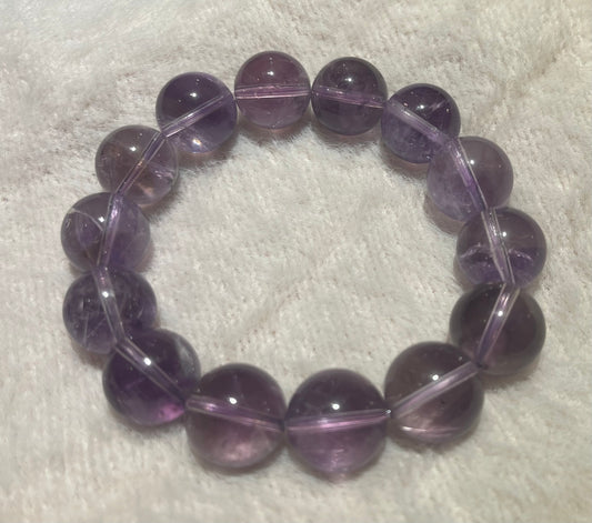Ultra Rare 16.9mm Bolivian Amethyst Bracelet – Gradient Ice Purple Glow