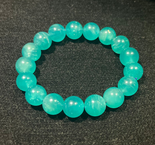 Premium 12mm Jelly Amazonite Bracelet – Peacock Ocean Glow
 (Super Rare)