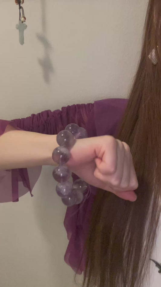 20mm No.02 Dawn Mist Rabbit Hair Amethyst Bracelet (The Collector’s Trio)