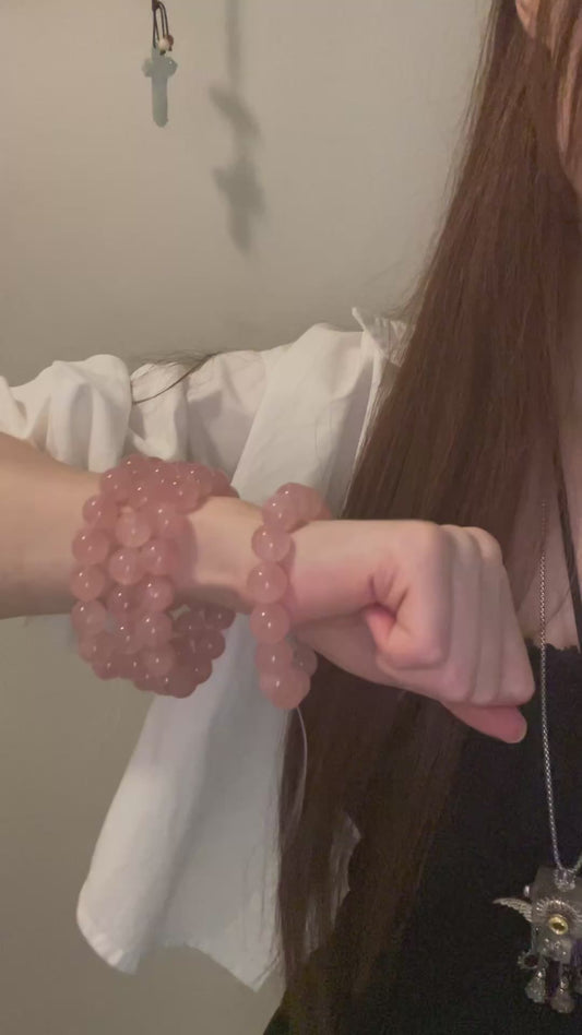 12.6mm No.29 Limited Edition” Rose Quartz Bracelet (x4)