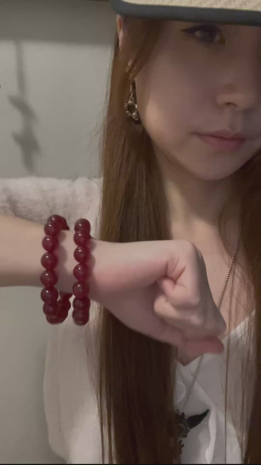 11mm Natural rare pure red Strawberry Quartz (x2 available)