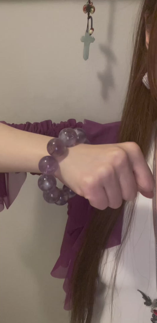 21mm No.03 Twilight Bloom Rabbit Hair Amethyst Bracelet(The Collector’s Trio)