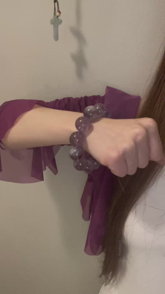 19mm No.43 “Celestial Threads” Amethyst Hair Quartz Bracelet